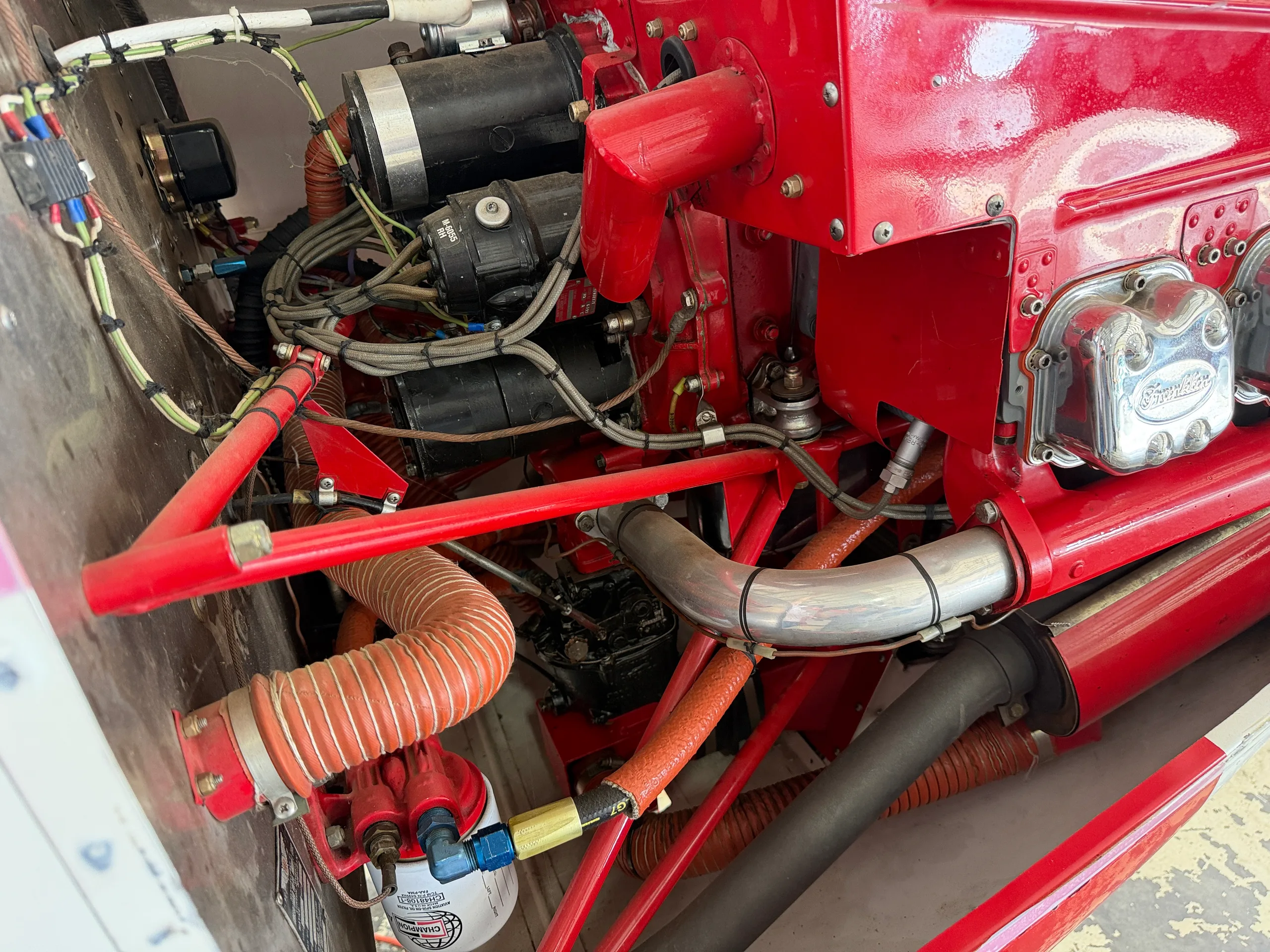 Engine detail of a 1946 Stinson 108-1 Voyager.