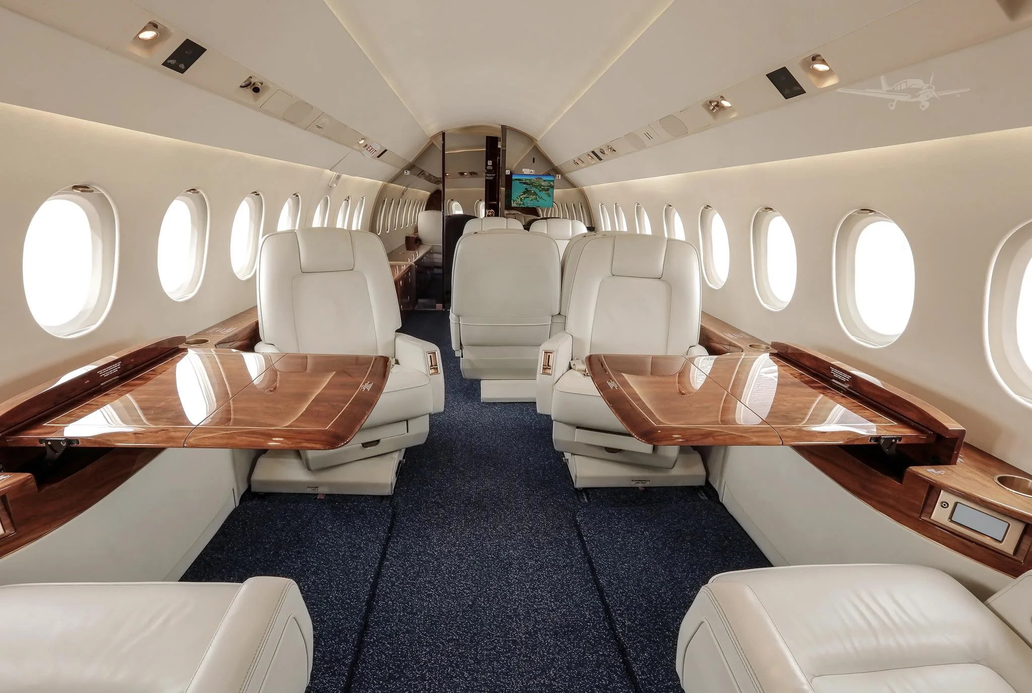 Cabin interior of a 2008 DASSAULT FALCON 2000LX.