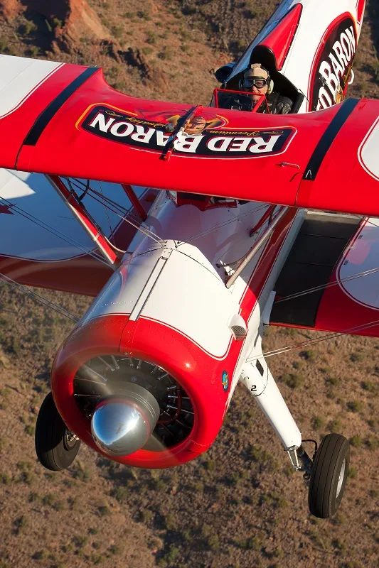 Exterior view of a 1943 Beechcraft Red Baron Stearman.