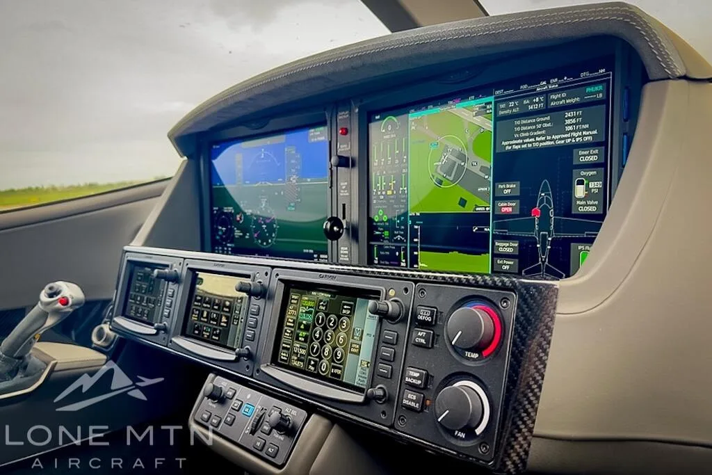 Avionics suite of a 2020 Cirrus SF50 G2 Vision Jet.