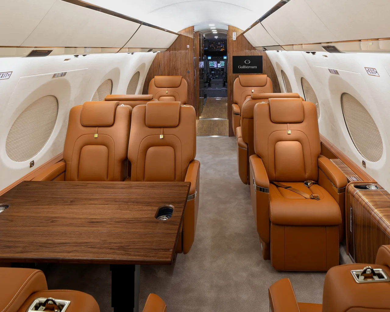 Cabin interior of a Gulfstream g650er.