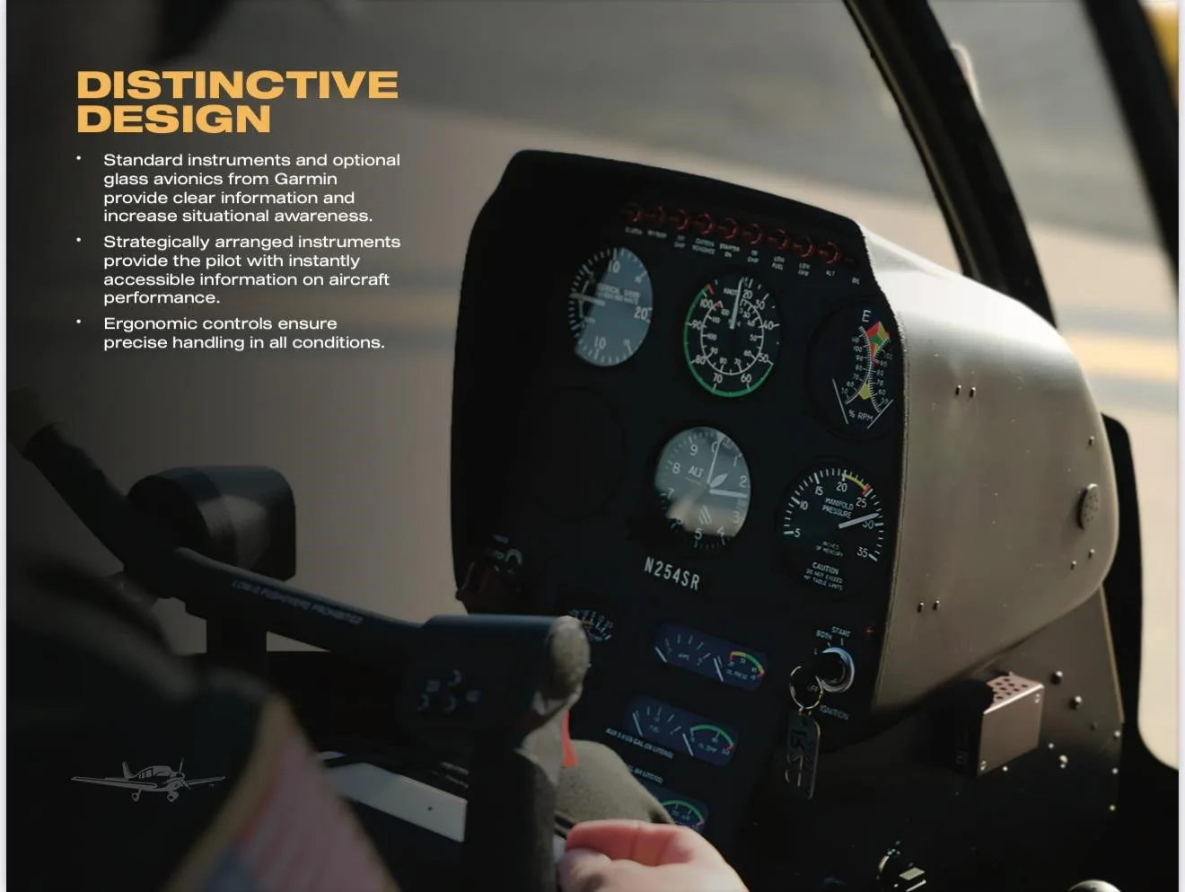 Cockpit and instrument panel of a 2025 ROBINSON R22 BETA II.