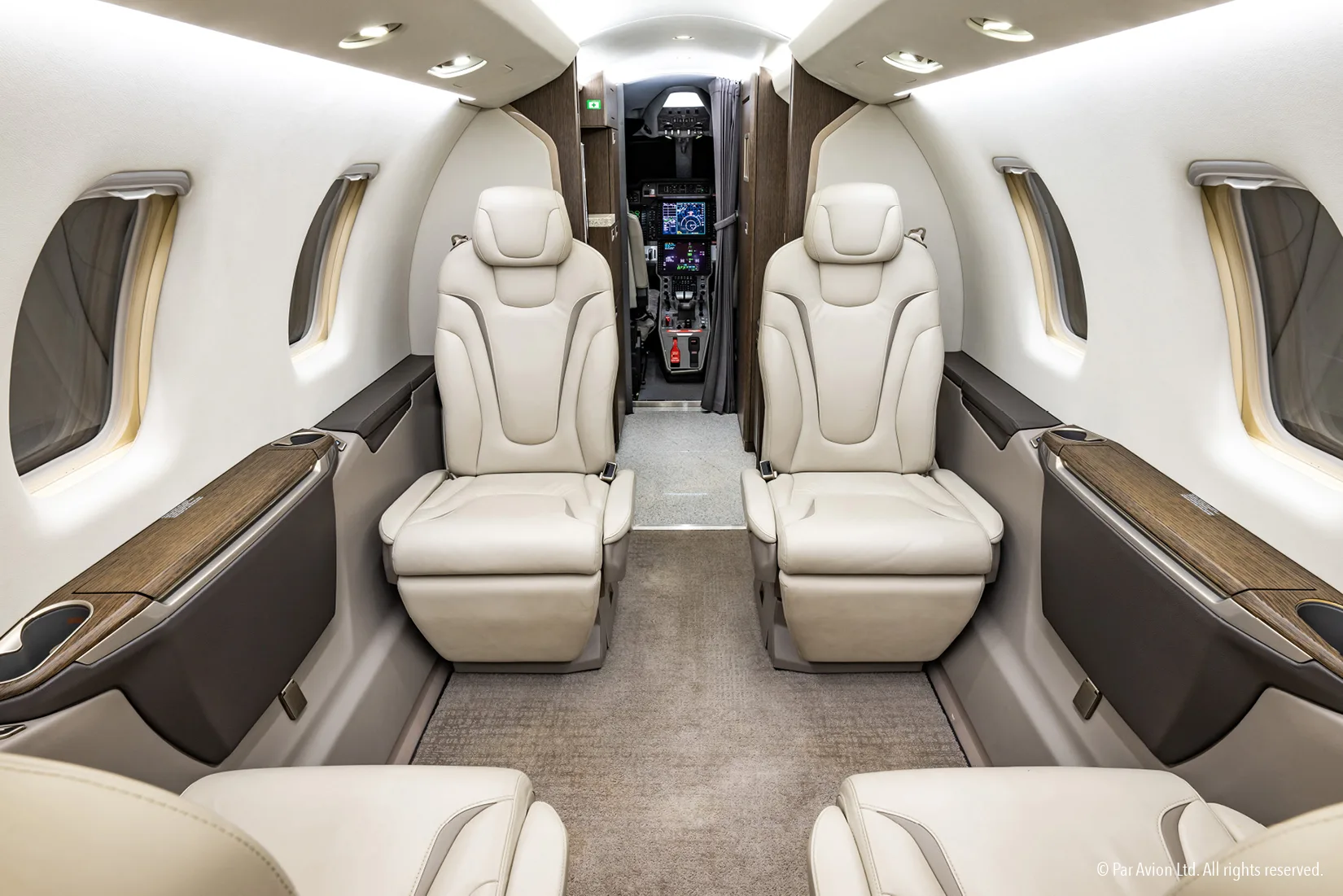 Cabin interior of a 2020 Pilatus.