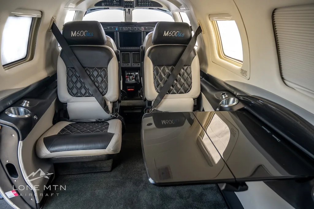 Cabin interior of a 2022 Piper M600 SLS.