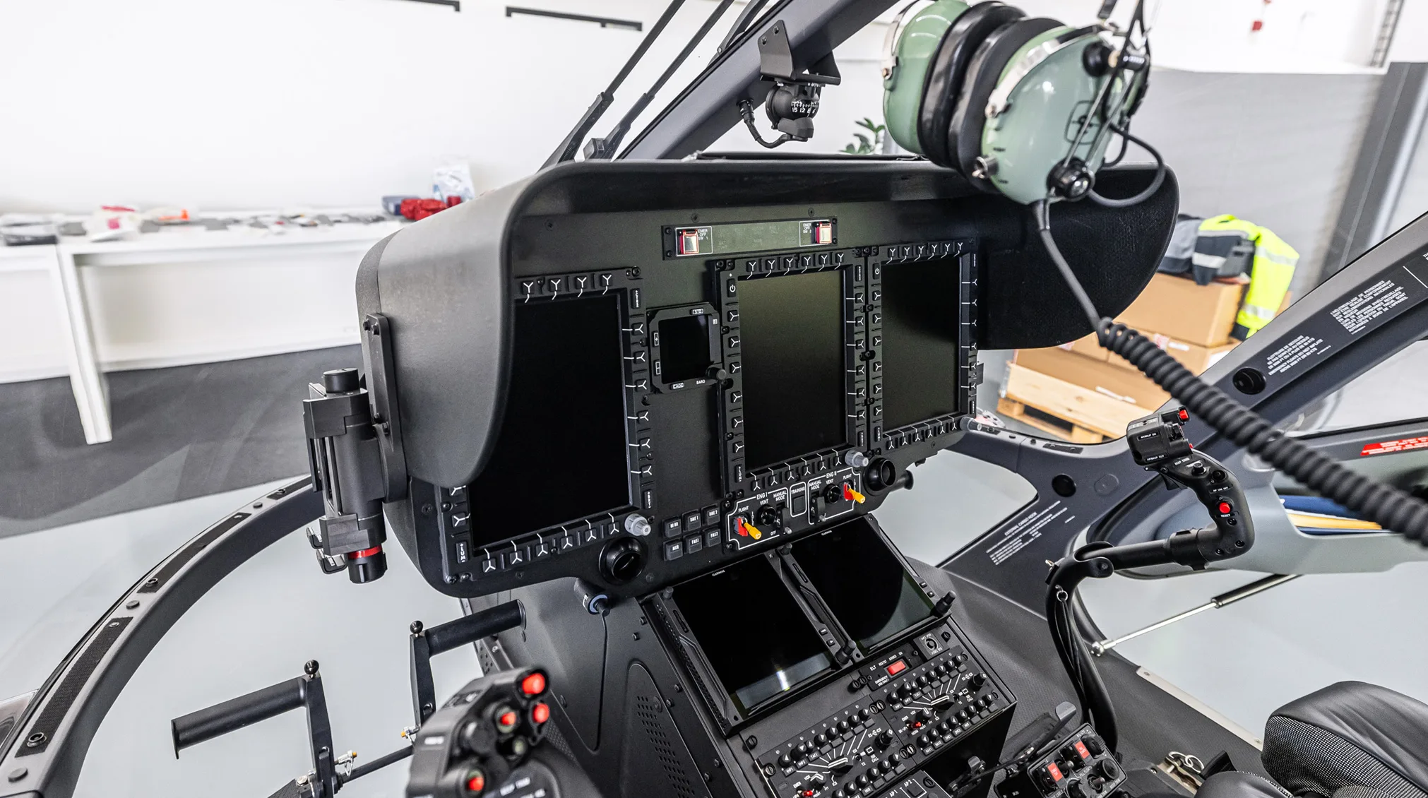 Cockpit and instrument panel of a 2025 Airbus H135T3.