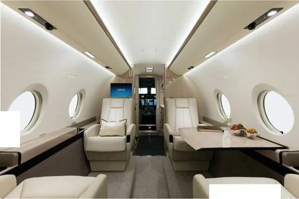 Cabin interior of a 2017 Gulfstream G280.