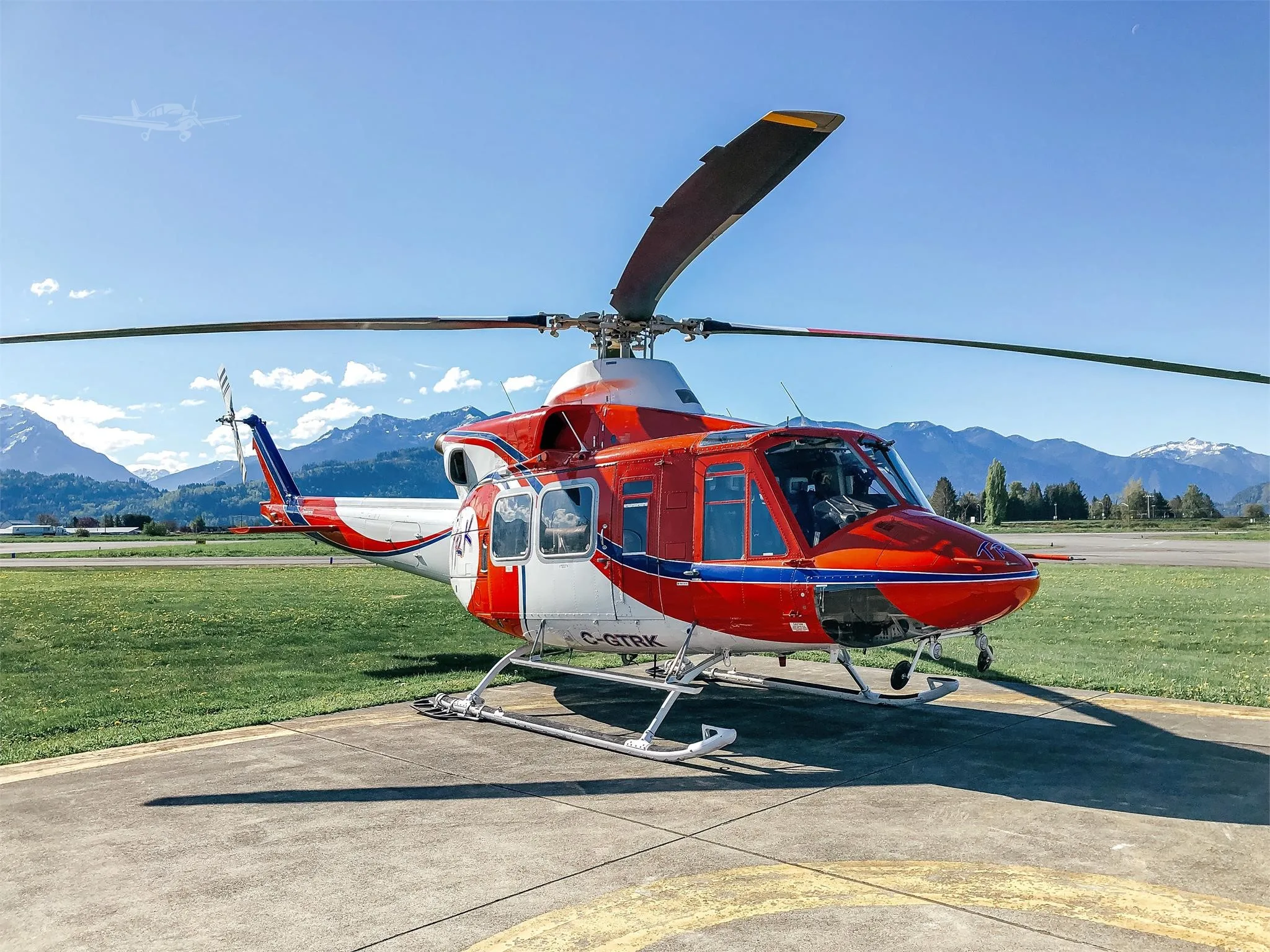 Exterior view of a 1990 Bell 412SP SN 36008, C-GTRK.