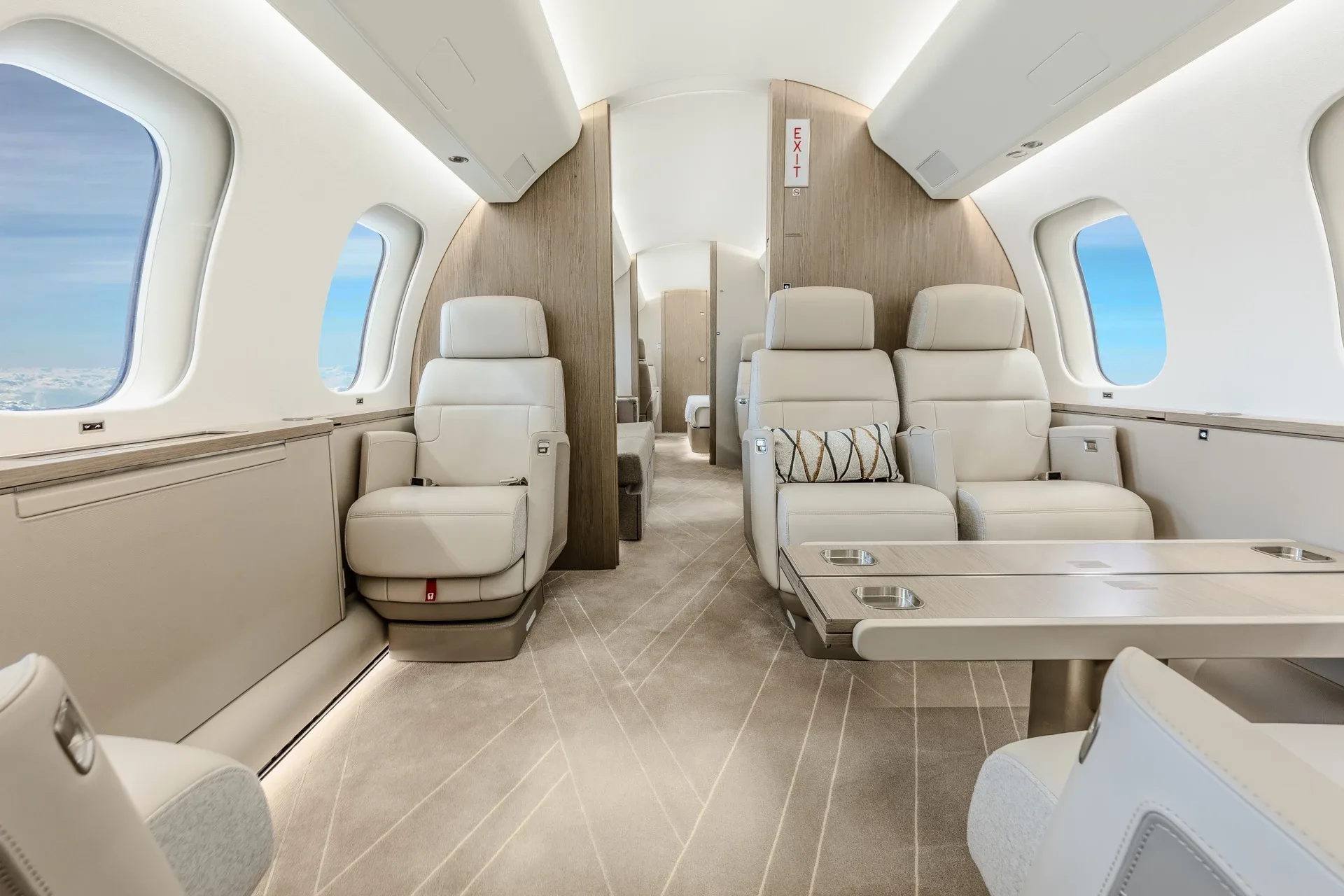 Cabin interior of a Bombardier Global 8000.