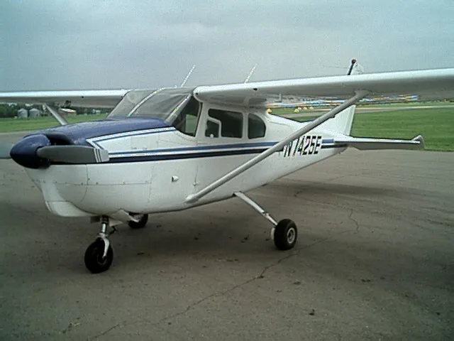Exterior view of a 1960 Cessna 210.