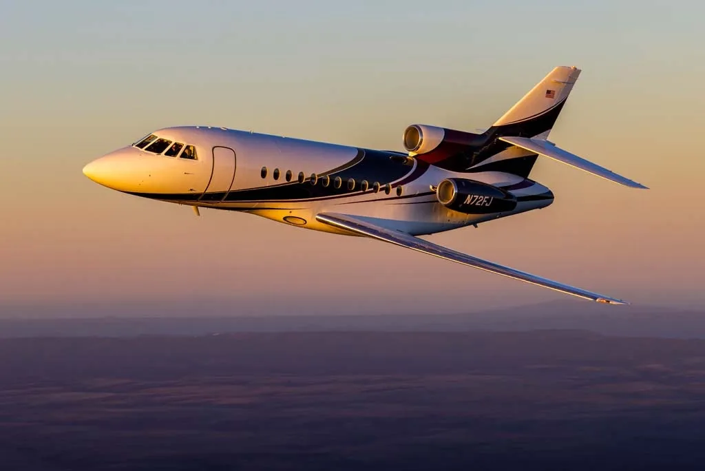 Exterior view of a 1990 Dassault Falcon, N72FJ.