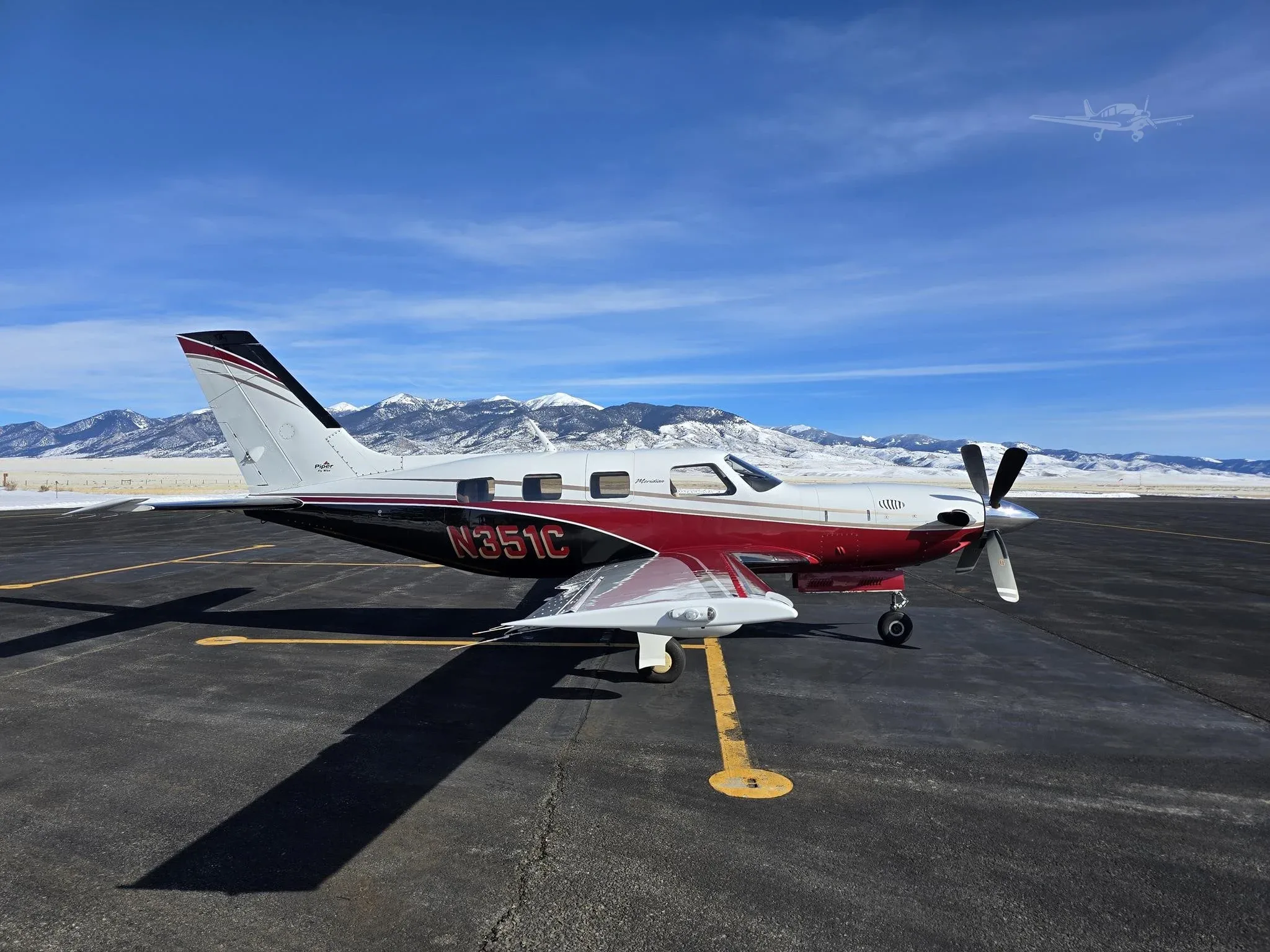 Exterior view of a 2009 PIPER MERIDIAN, N351C.