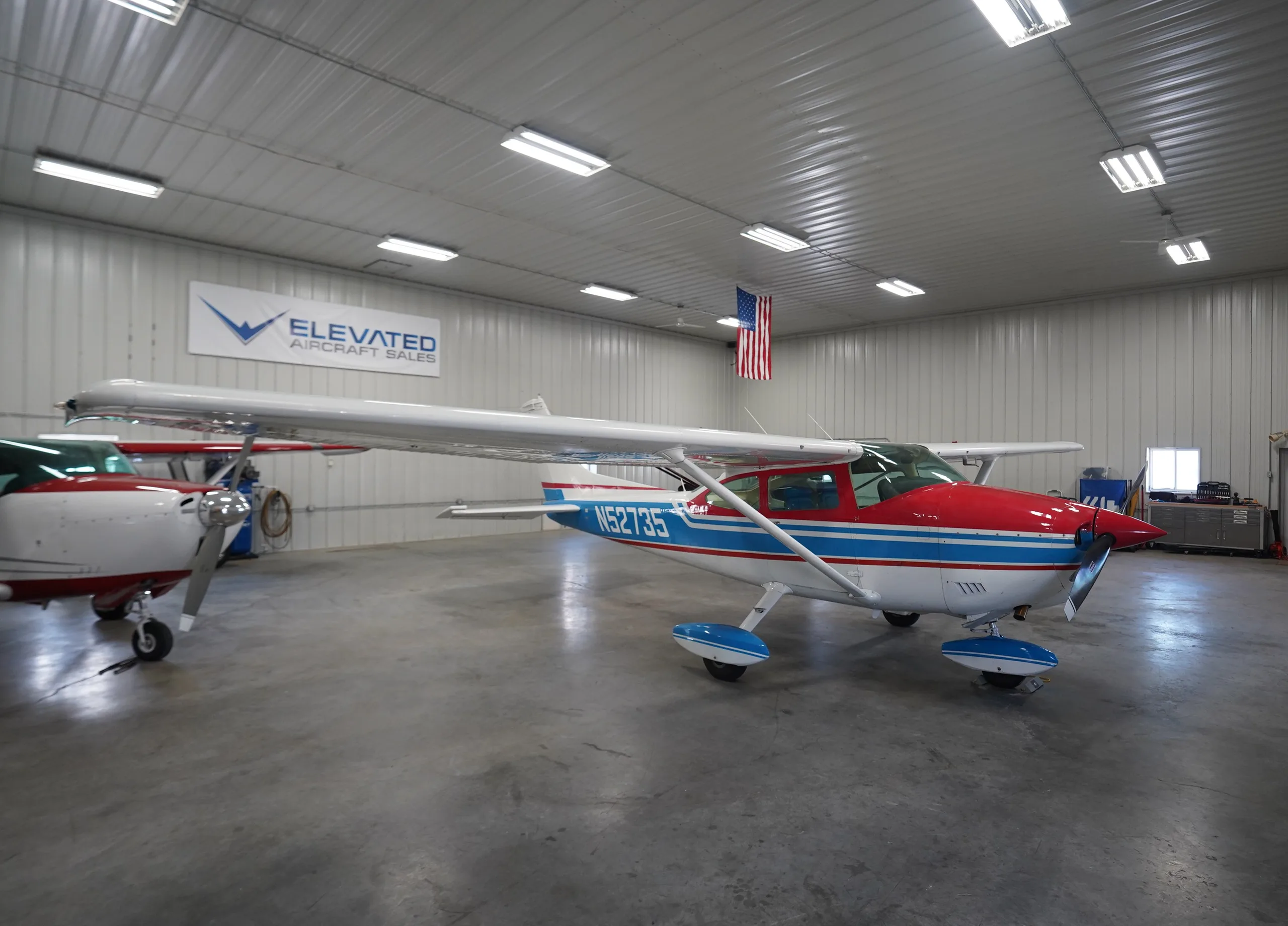 Exterior view of a 1974 Cessna 182P, N52735.