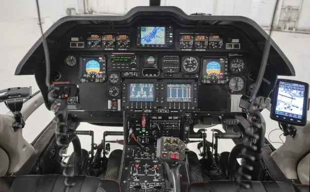 Cockpit and instrument panel of a 2002 Agusta.