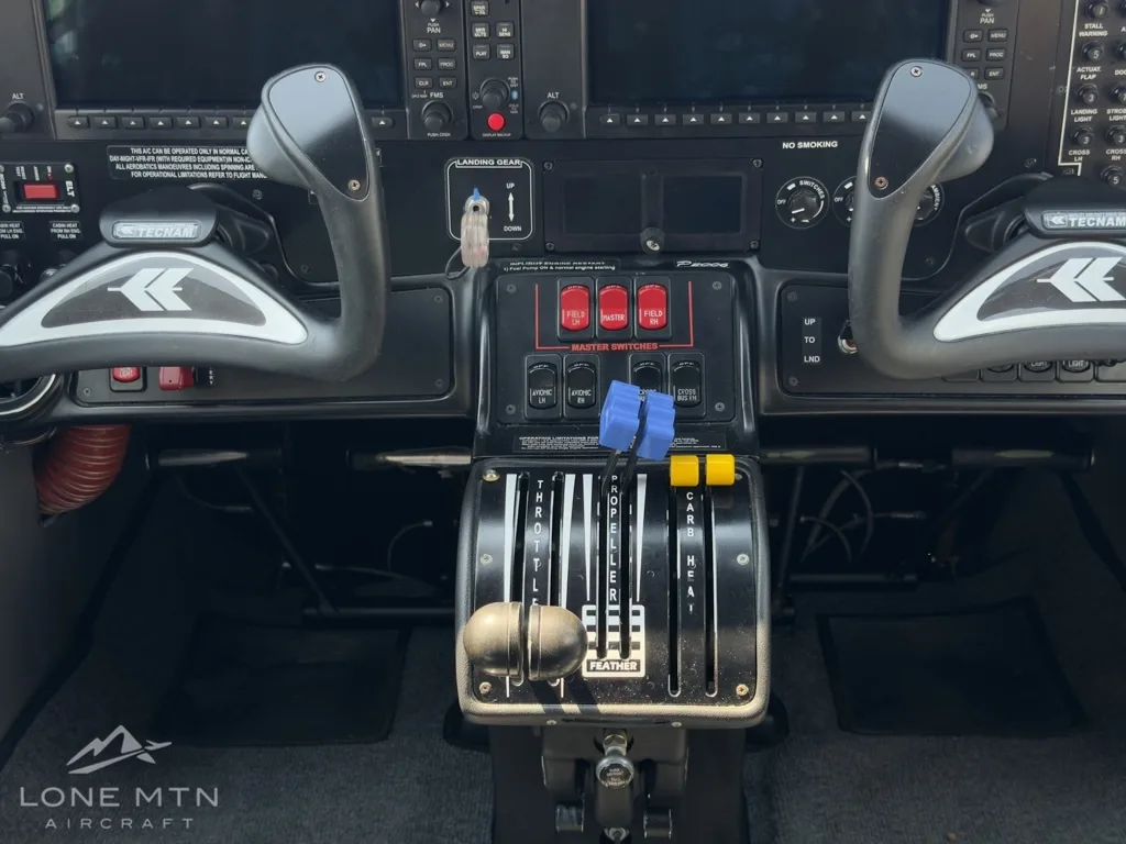 Cockpit and instrument panel of a 2021 Tecnam P2006T.