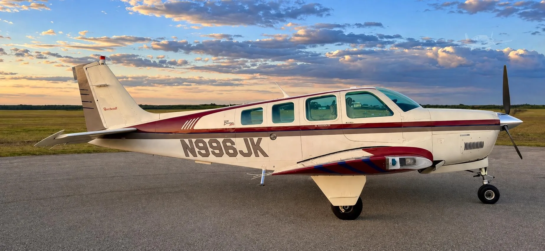 Exterior view of a 1996 BEECHCRAFT A36 BONANZA, N996JK.