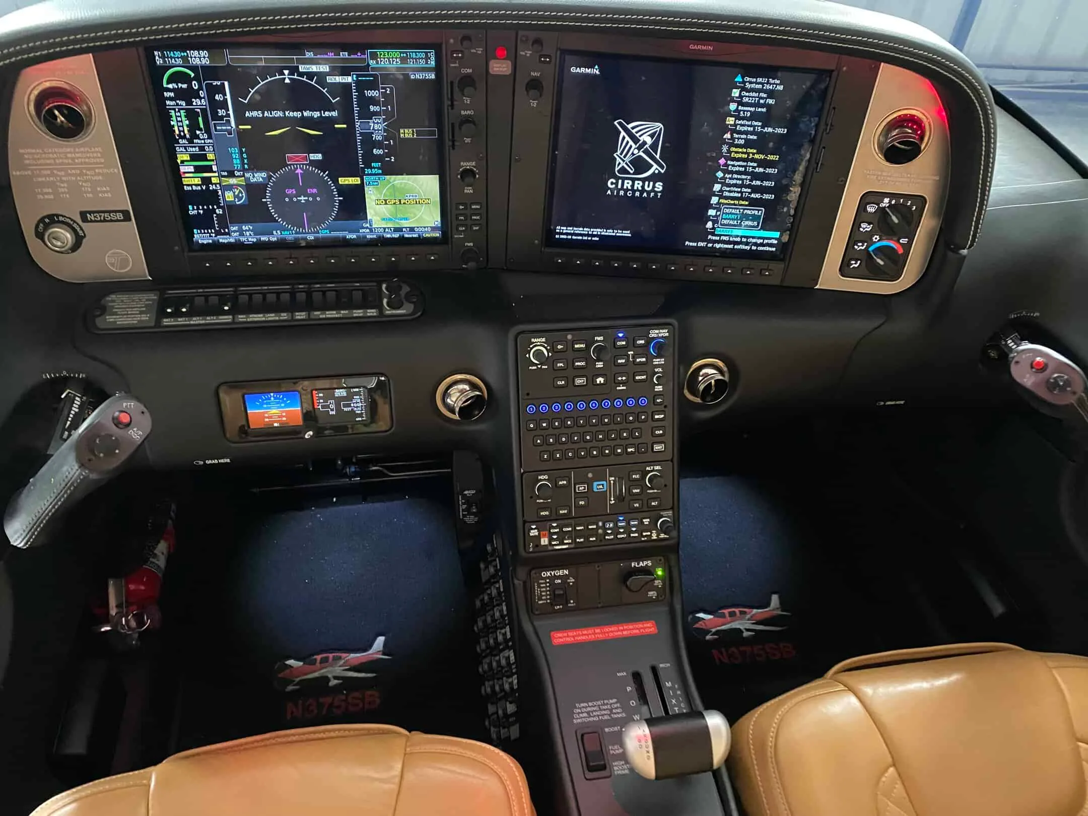Avionics suite of a Cirrus SR22T.