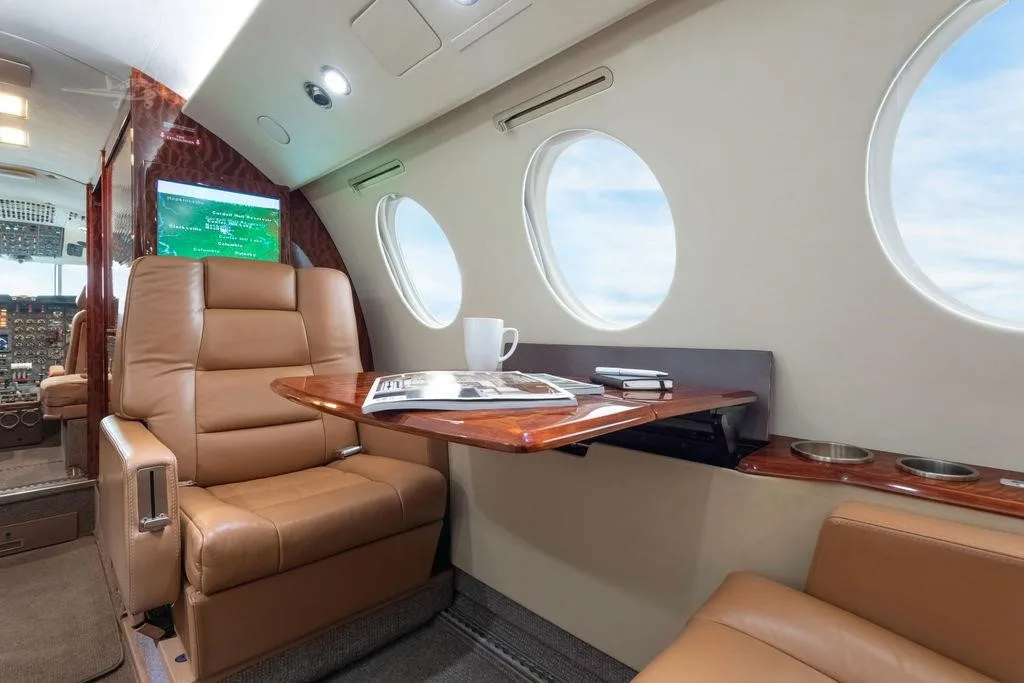 Cabin interior of a 1981 DASSAULT FALCON 50.