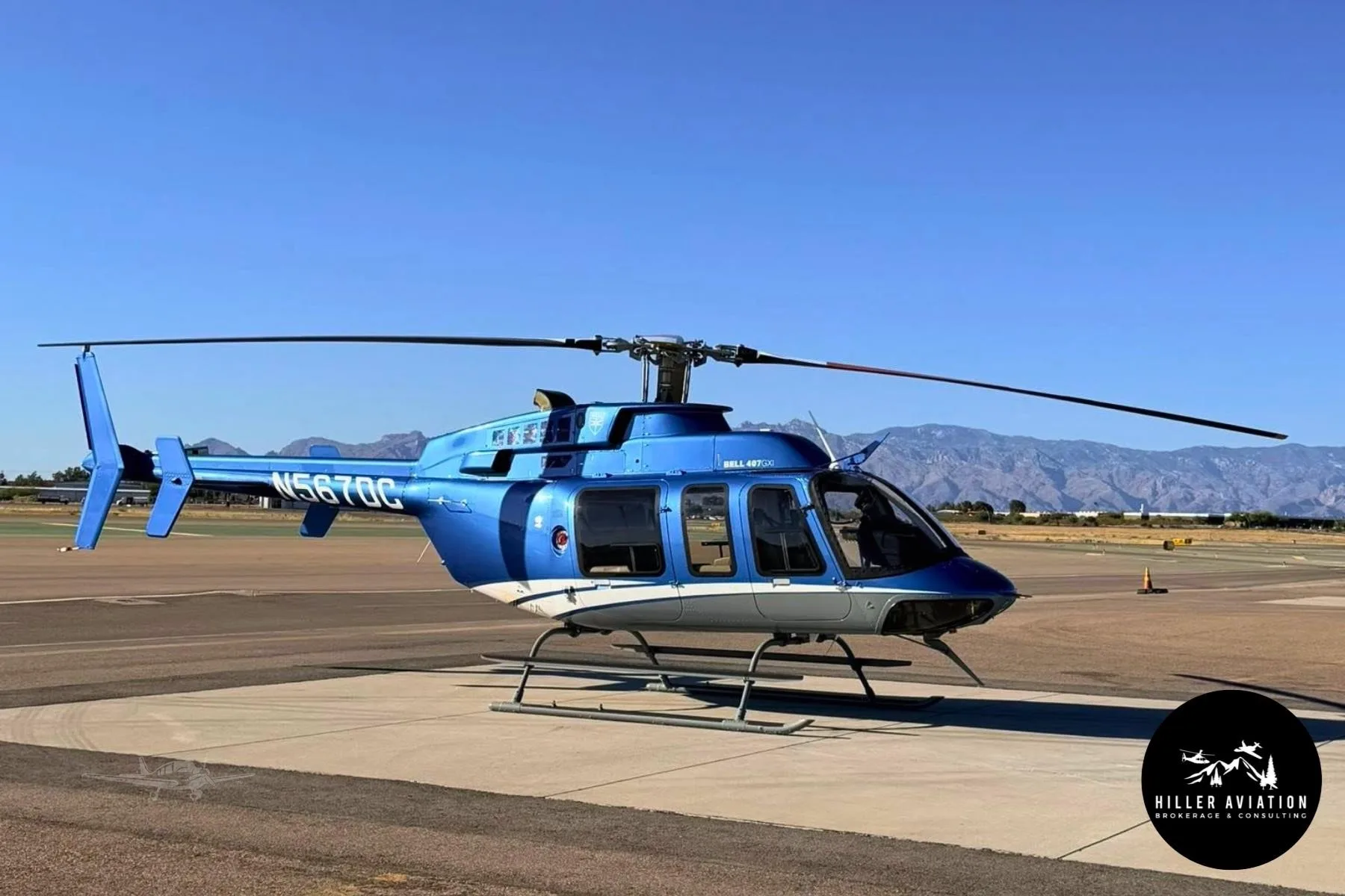 Exterior view of a 2021 BELL 407GXI, N567DC.