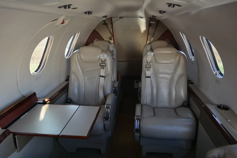Cabin interior of a 2006 Hawker Premier IA.