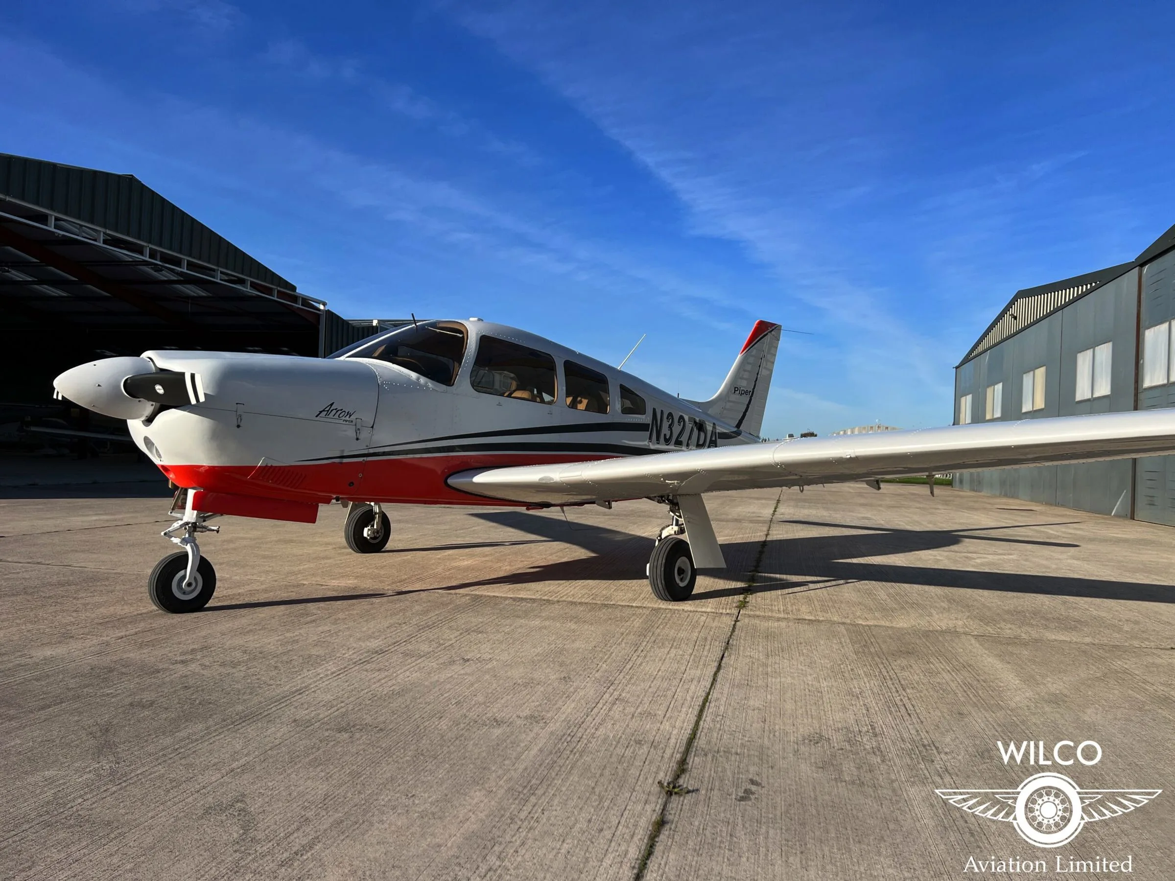 Exterior view of a 2002 Piper PA-28R-201 Arrow III.