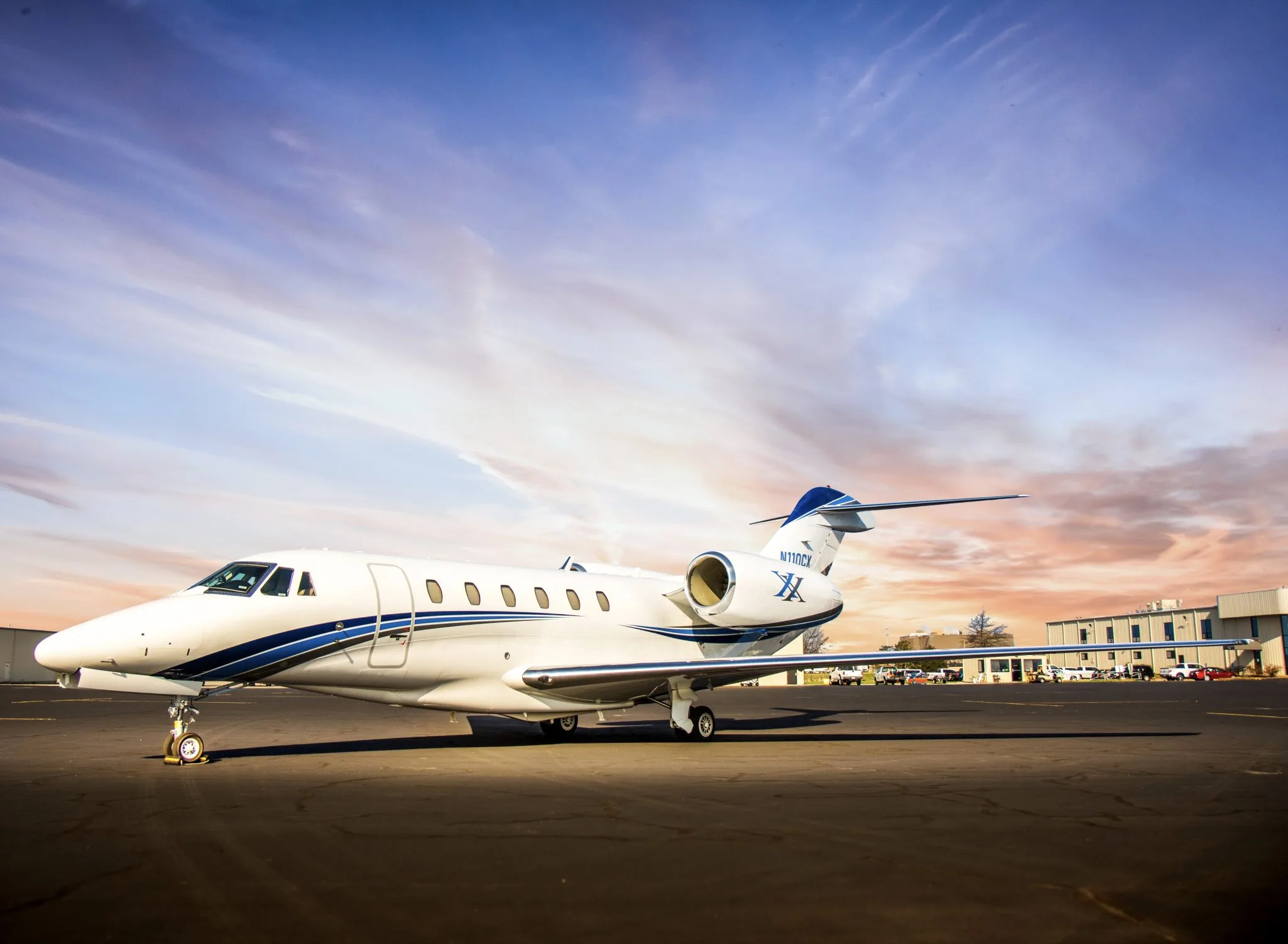 Exterior view of a 1999 Cessna Citation 750 X, N110CX.