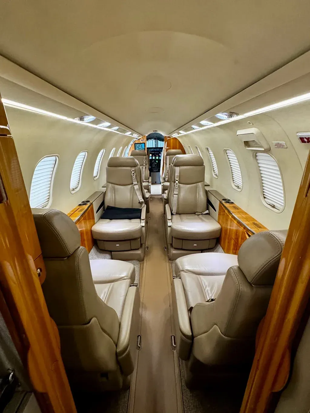 Cabin interior of a 2008 Learjet 45 XR.