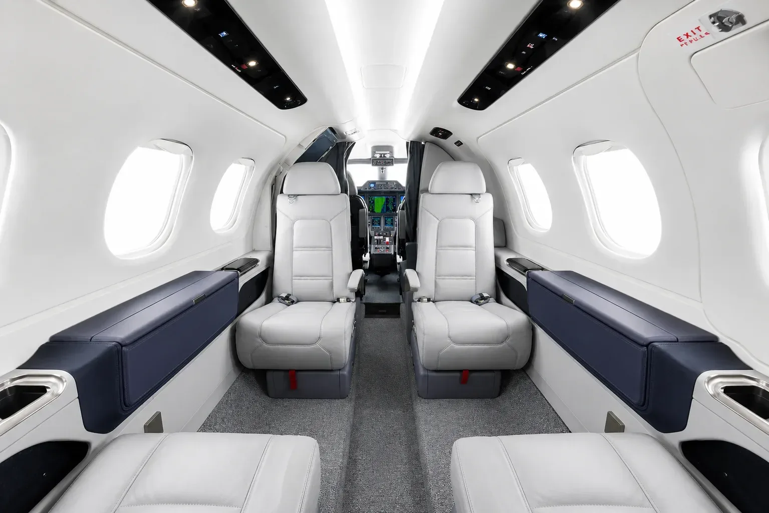Cabin interior of a Embraer EMB-500 PHENOM 100EX.