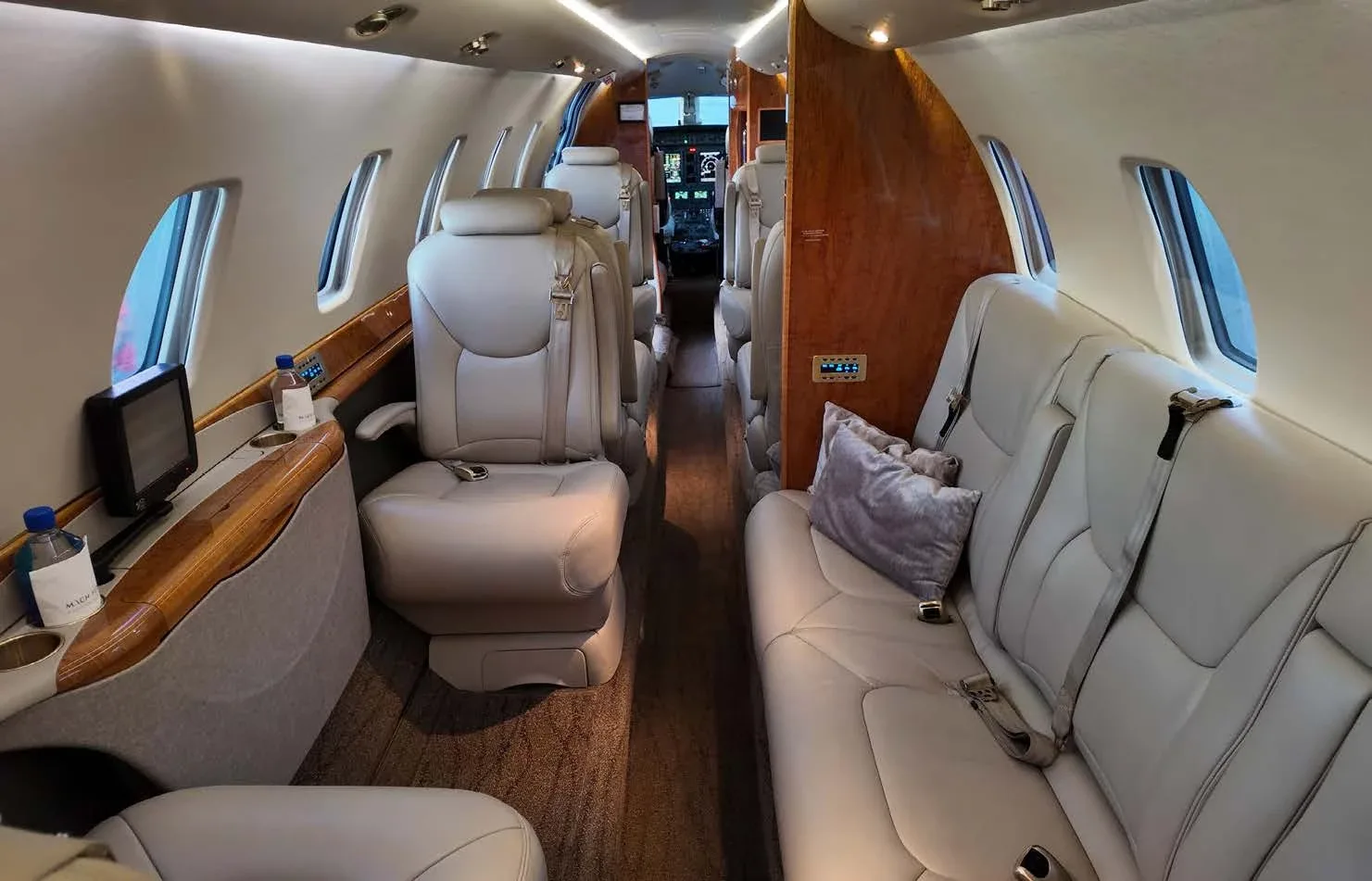 Cabin interior of a 2008 Cessna Citation Sovereign.