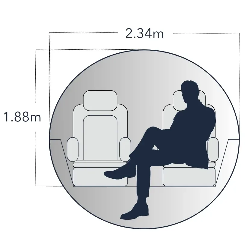 Cabin interior of a 2000 Dassault Falcon 2000.