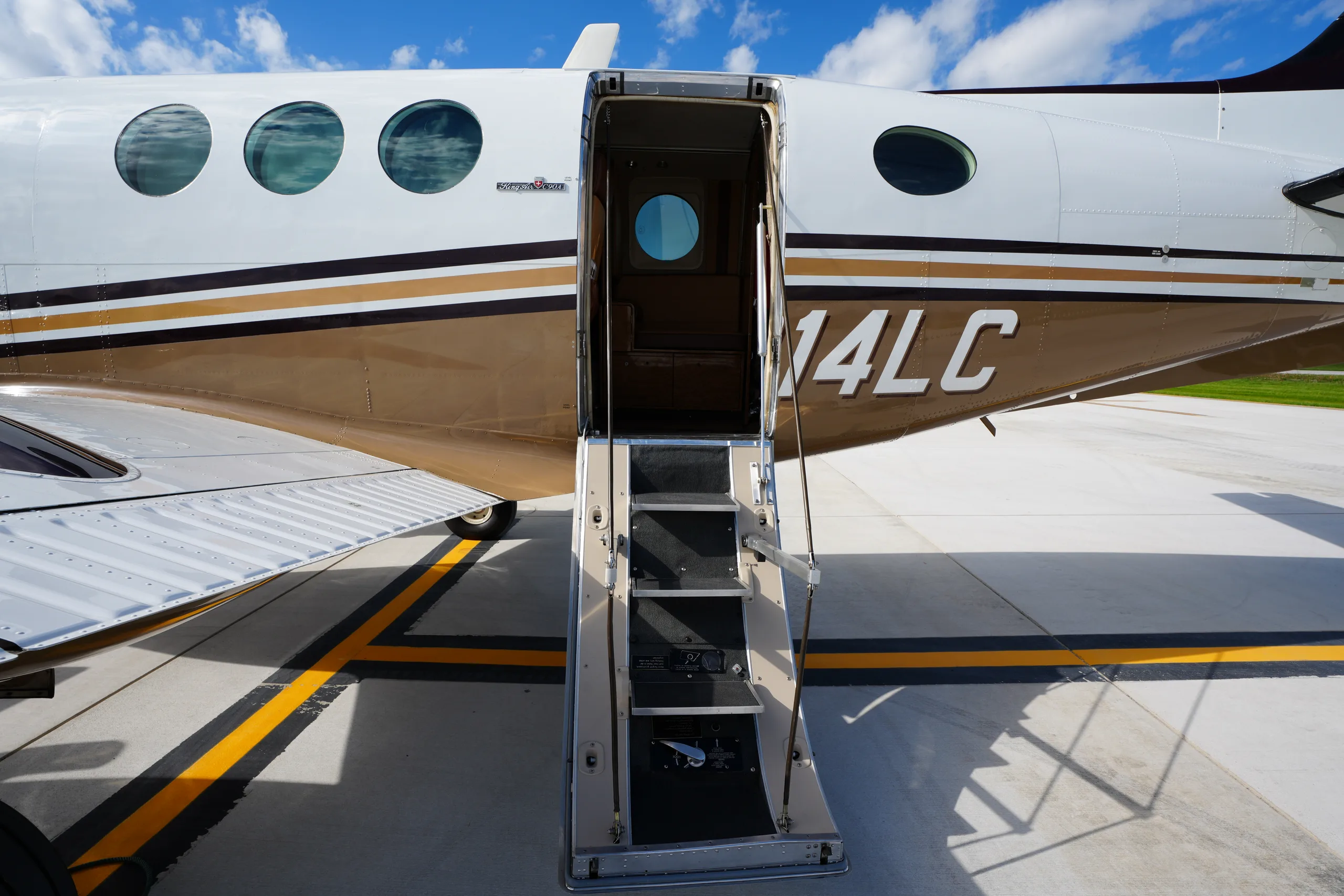 Cabin interior of a 1990 Beechcraft King Air C90A.