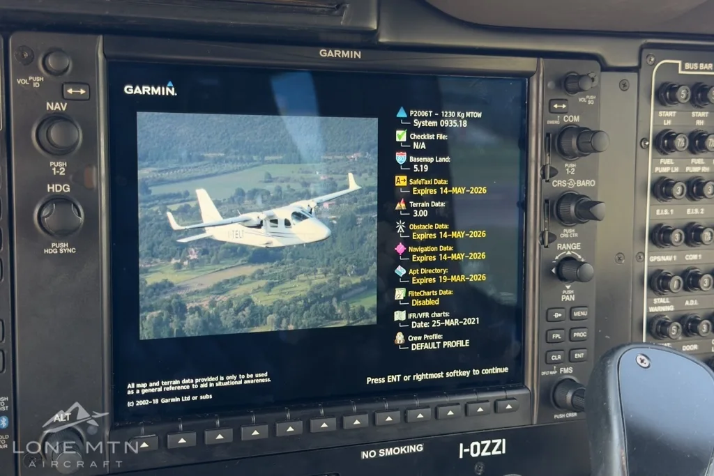 Avionics suite of a 2021 Tecnam P2006T.