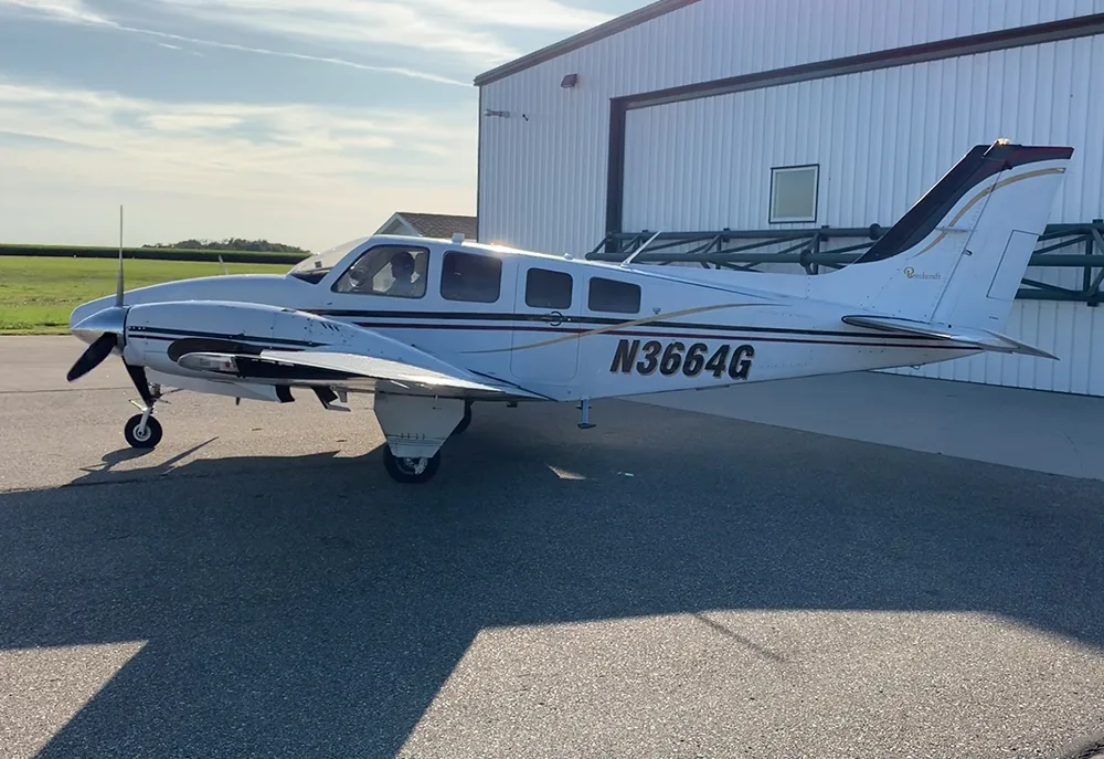 Cabin interior of a 1980 Beechcraft Baron 58P.