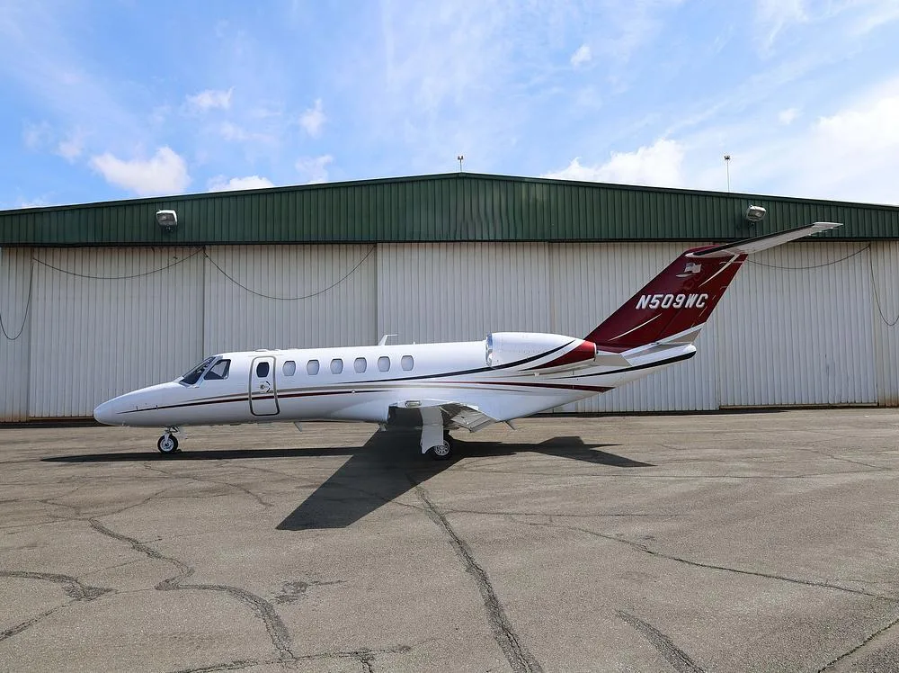 Exterior view of a 2022 Cessna Citation CJ3, N509WC.