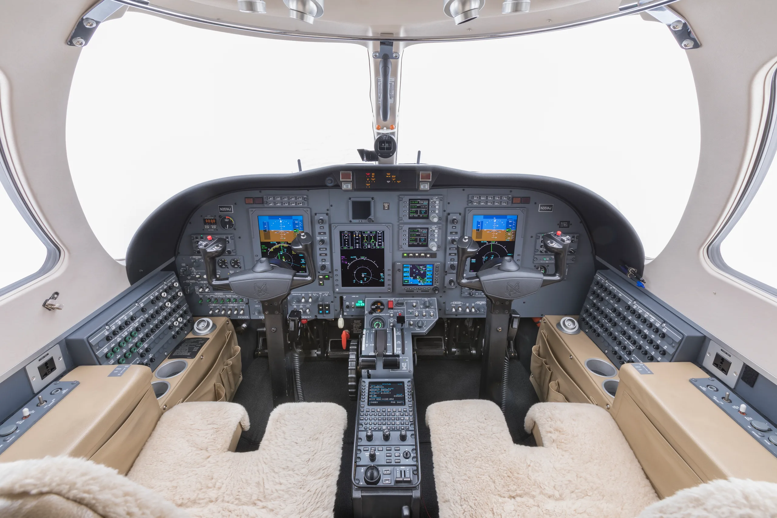 Cockpit and instrument panel of a 2011 Cessna Citation CJ3.