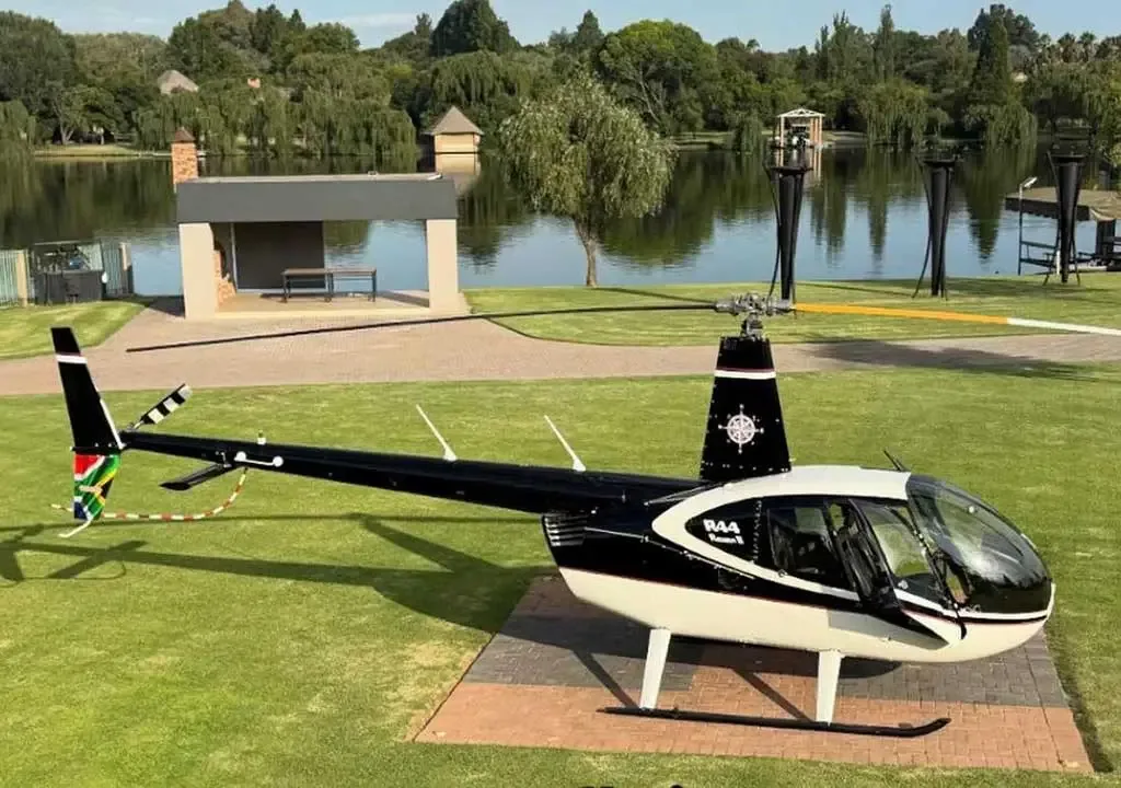 Exterior view of a 2018 Robinson R44.