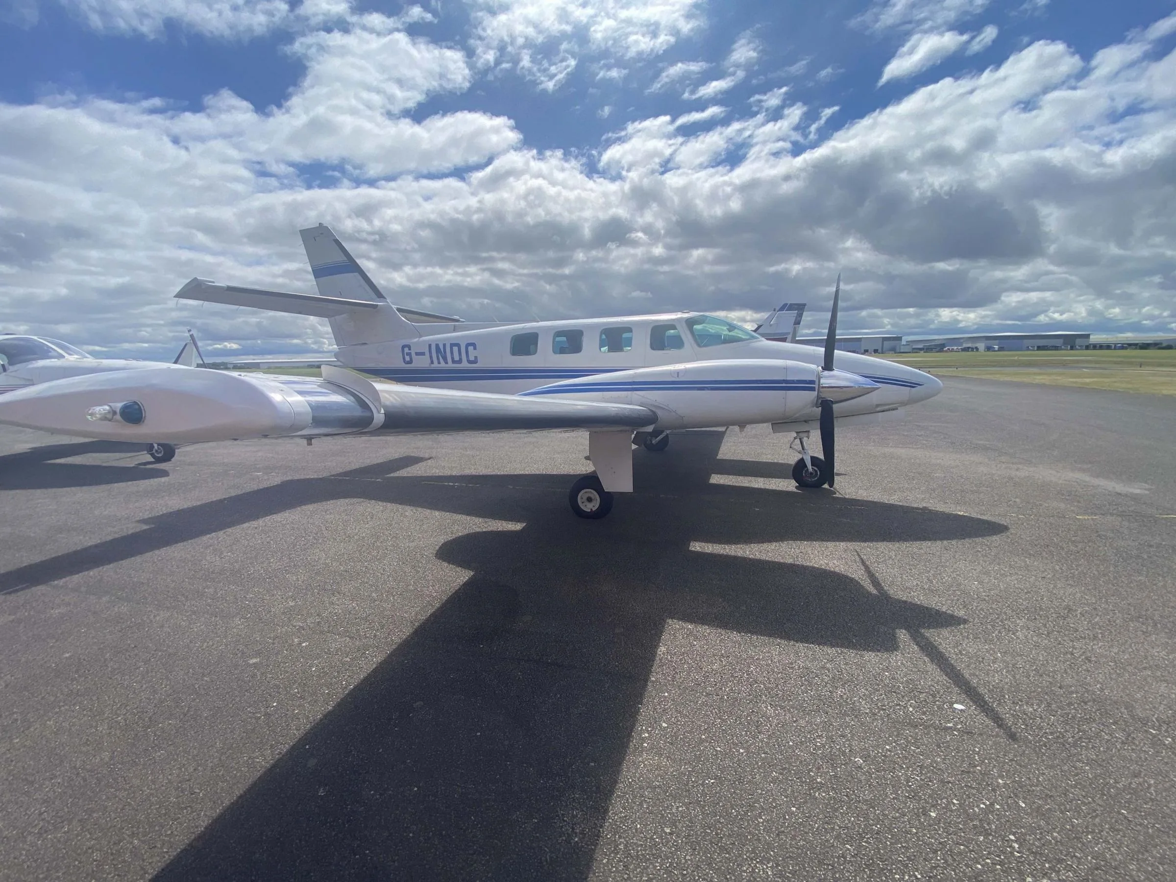 Exterior view of a 1982 Cessna T303 Crusader.