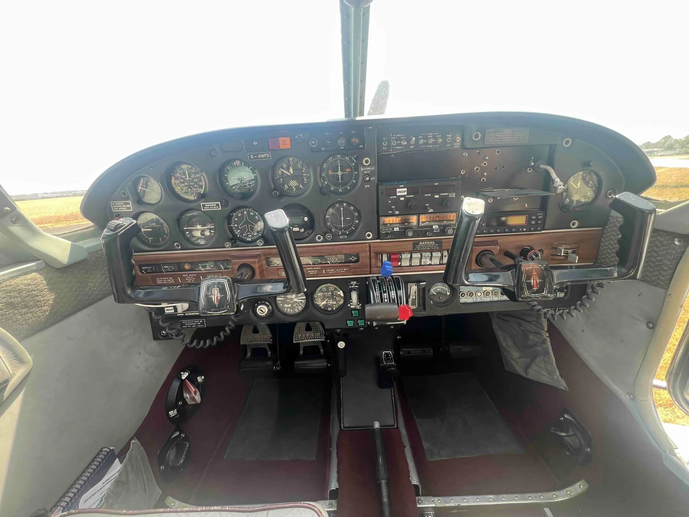 Cockpit and instrument panel of a 1968 Piper PA-28R-180 Arrow.