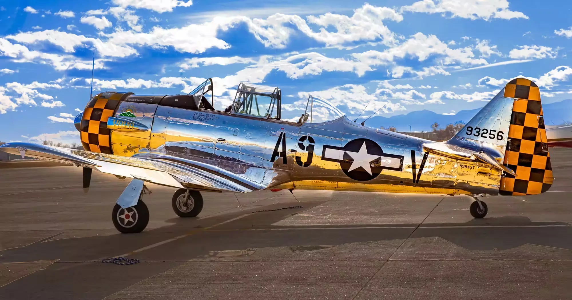 Exterior view of a 1949 North American, AT-6G.