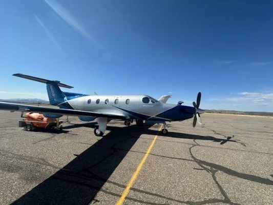 Exterior view of a 1999 Pilatus PC-12/45, N42DP.