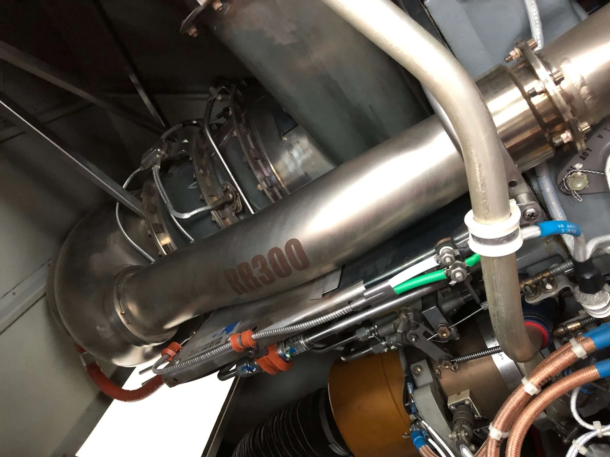 Engine detail of a 2011 Robinson R66 Turbine.
