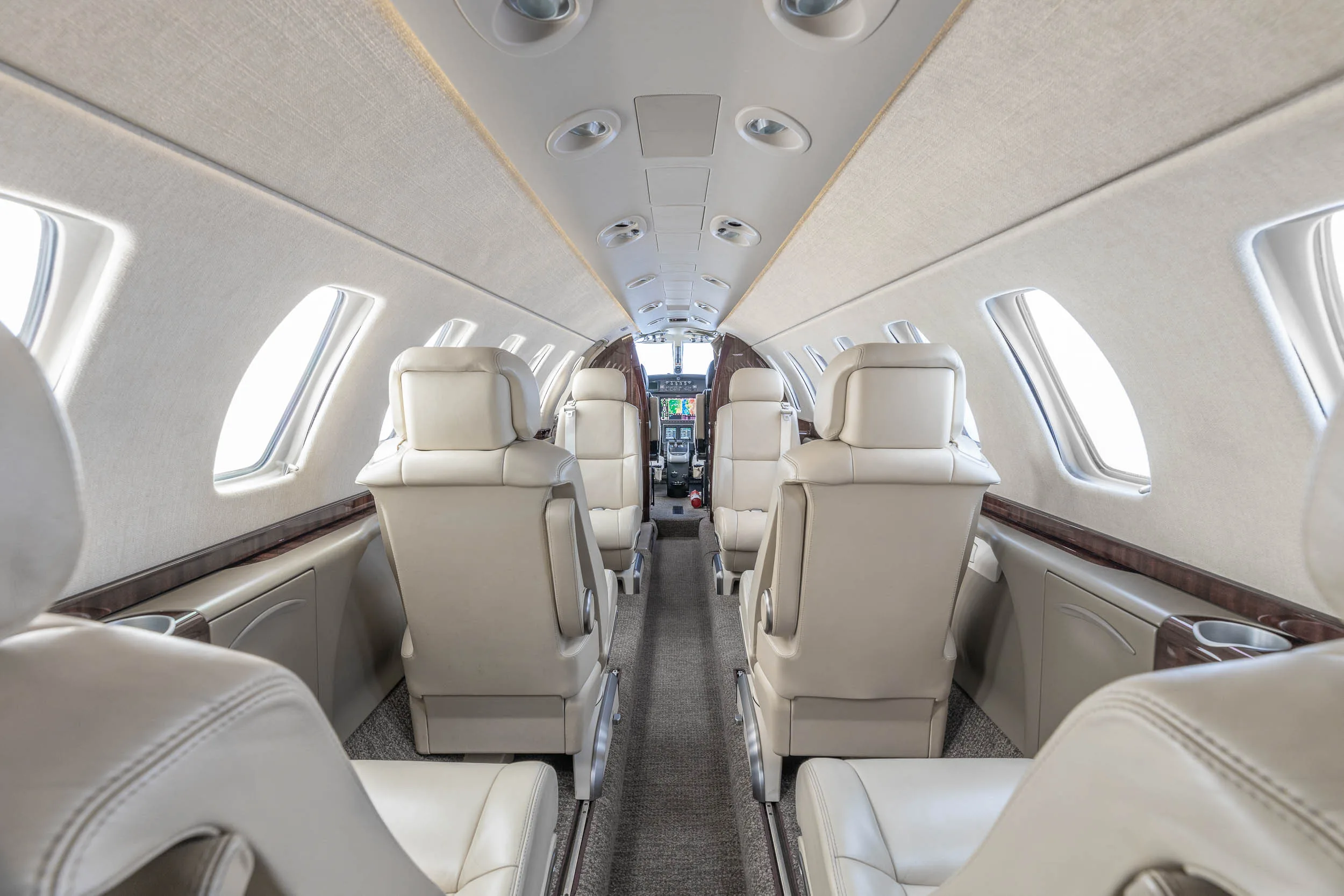 Cabin interior of a 2014 Cessna.