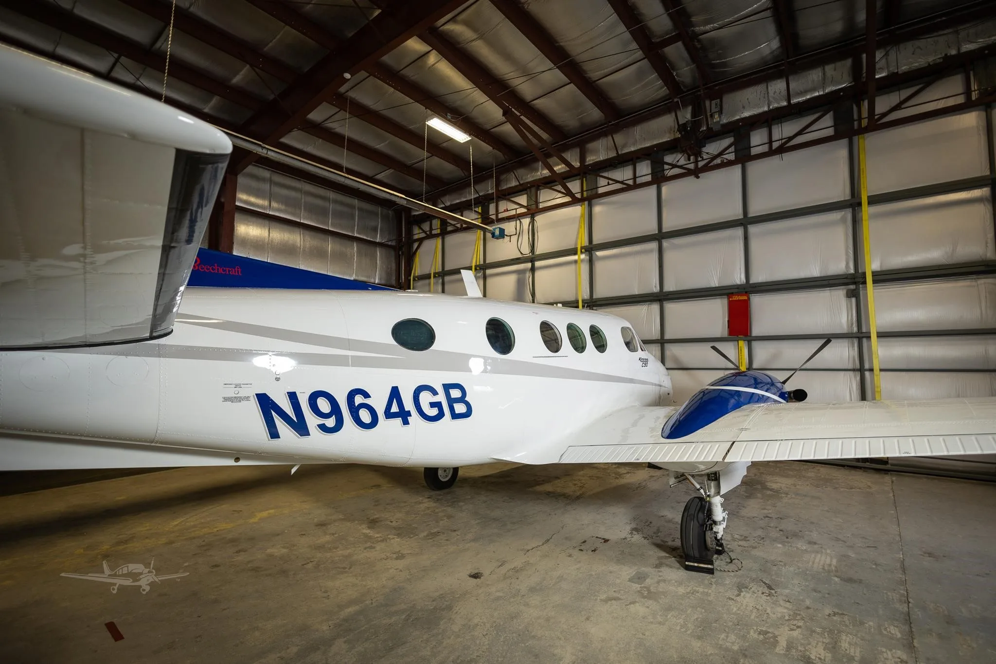 Exterior view of a 1982 BEECHCRAFT KING AIR C90, N964GB.