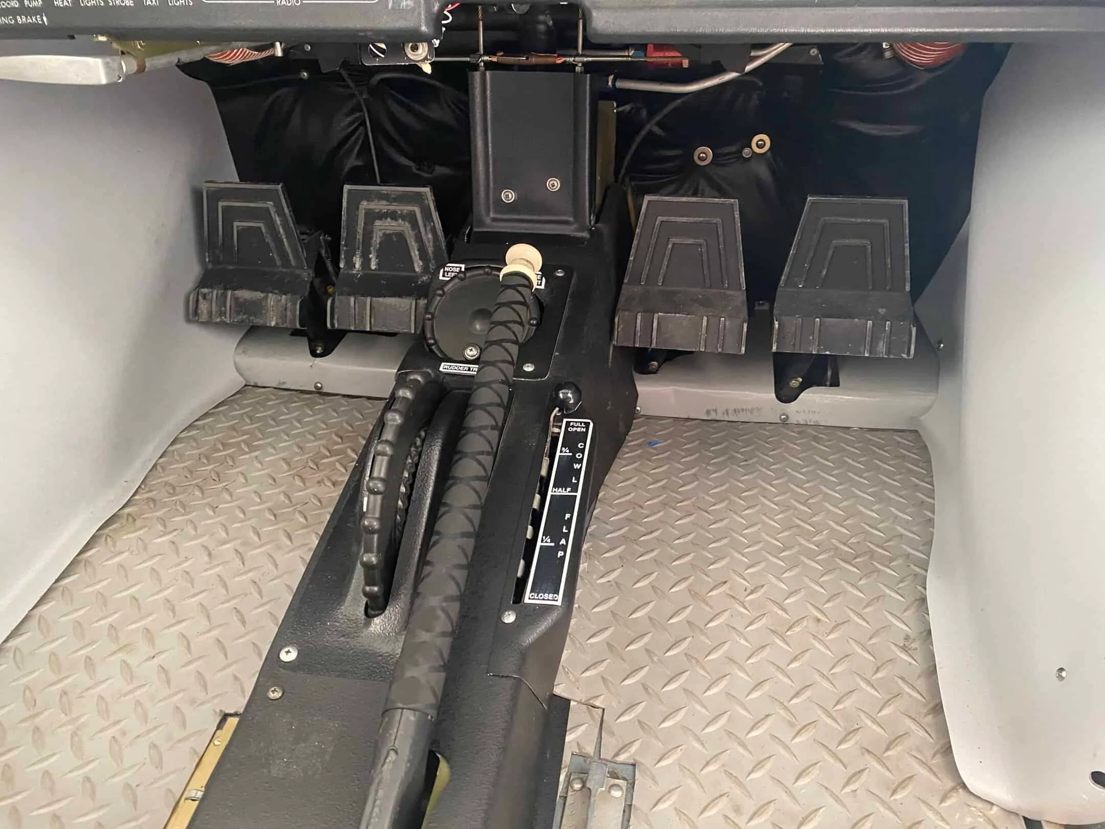 Cockpit and instrument panel of a 1978 Cessna A185F.