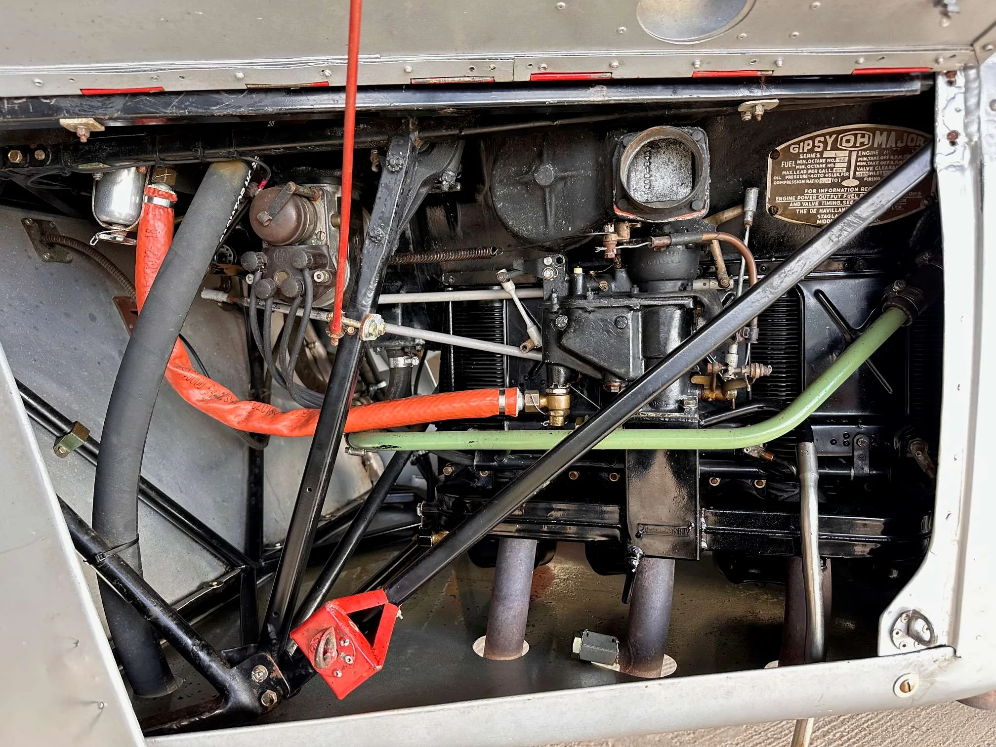 Engine detail of a 1957 de Havilland DH82A Tiger Moth Jackaroo Conversion.