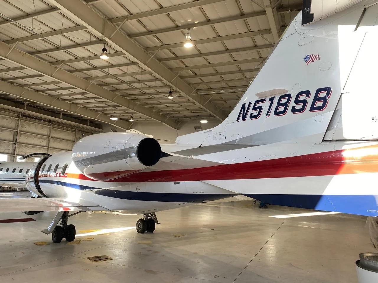 Exterior view of a 1989 LEARJET 55C, N518SB.