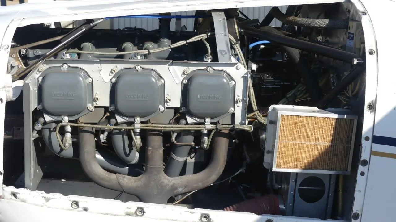 Engine detail of a 1980 CESSNA R182RG SKYLANE.