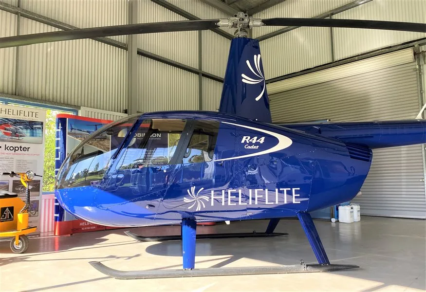 Exterior view of a 2025 Robinson R44 Cadet Helicopter.