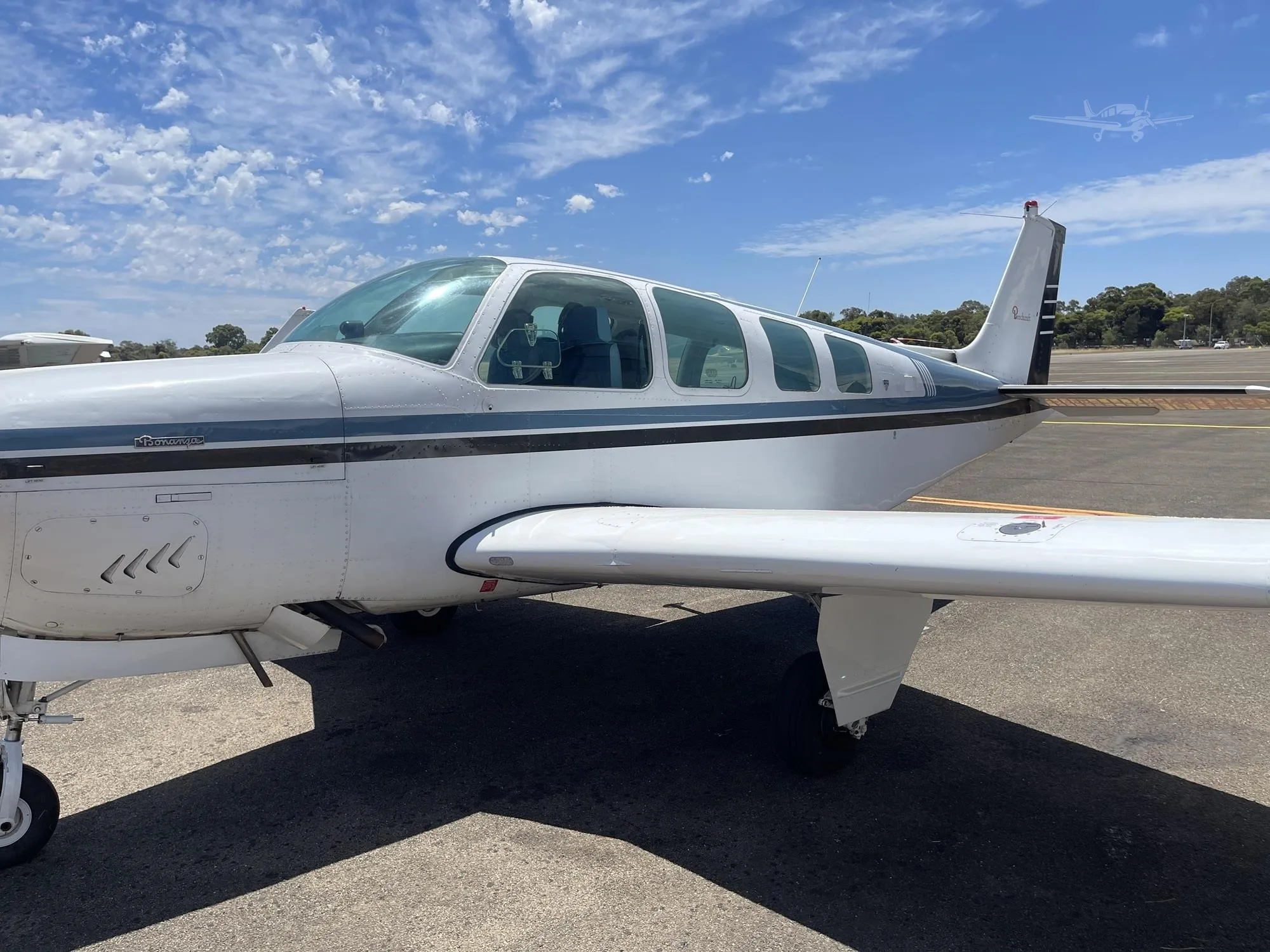 Exterior view of a 1976 BEECHCRAFT A36 BONANZA.