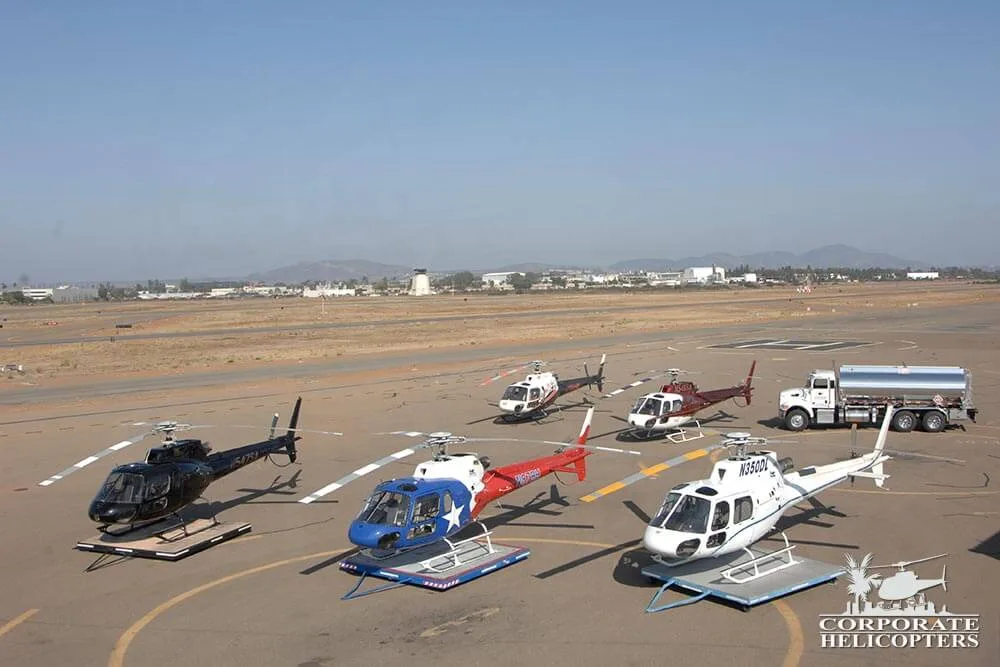 Exterior view of a 2017 Robinson R66, N10ZH.