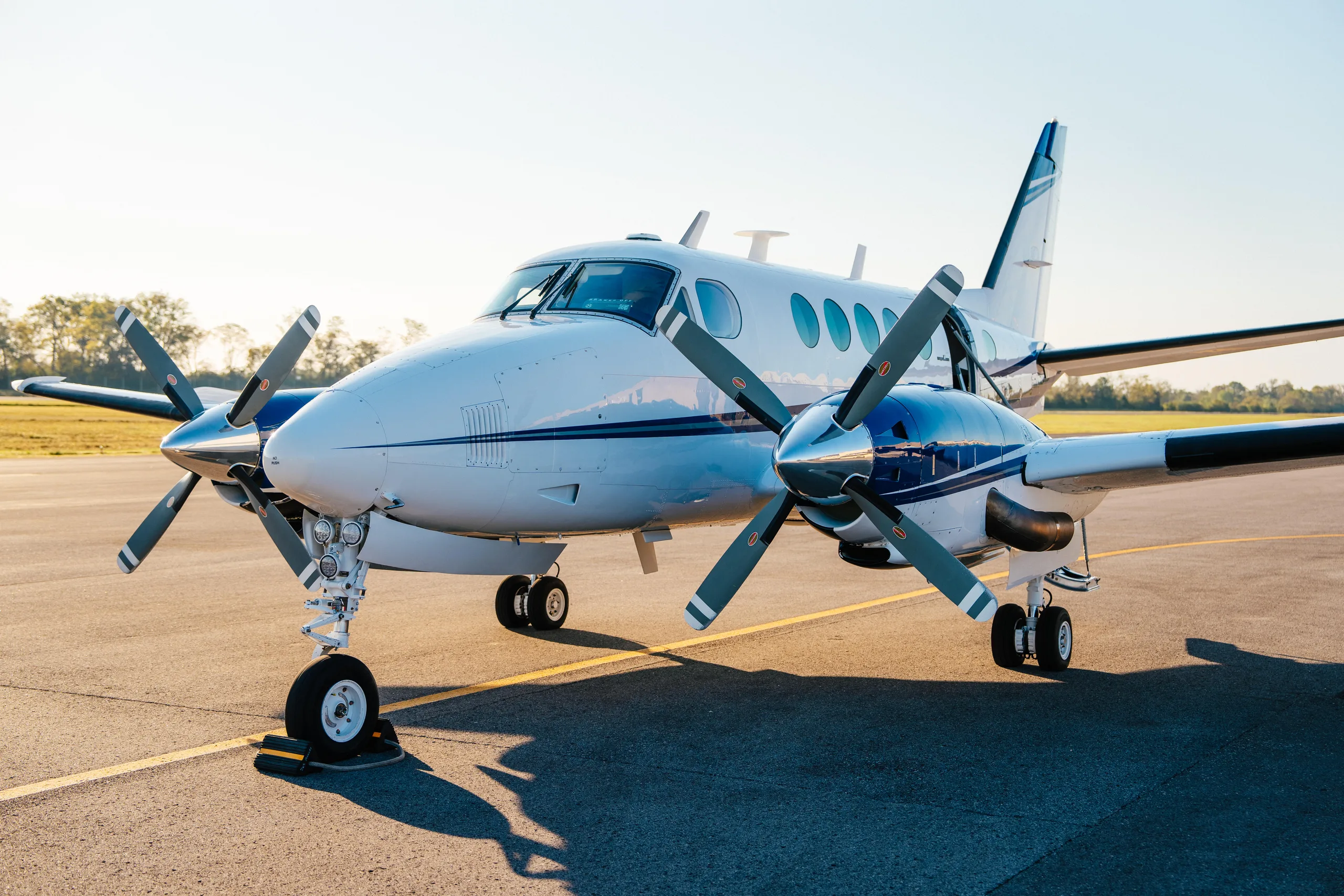Exterior view of a 1980 Beechcraft King Air B100.